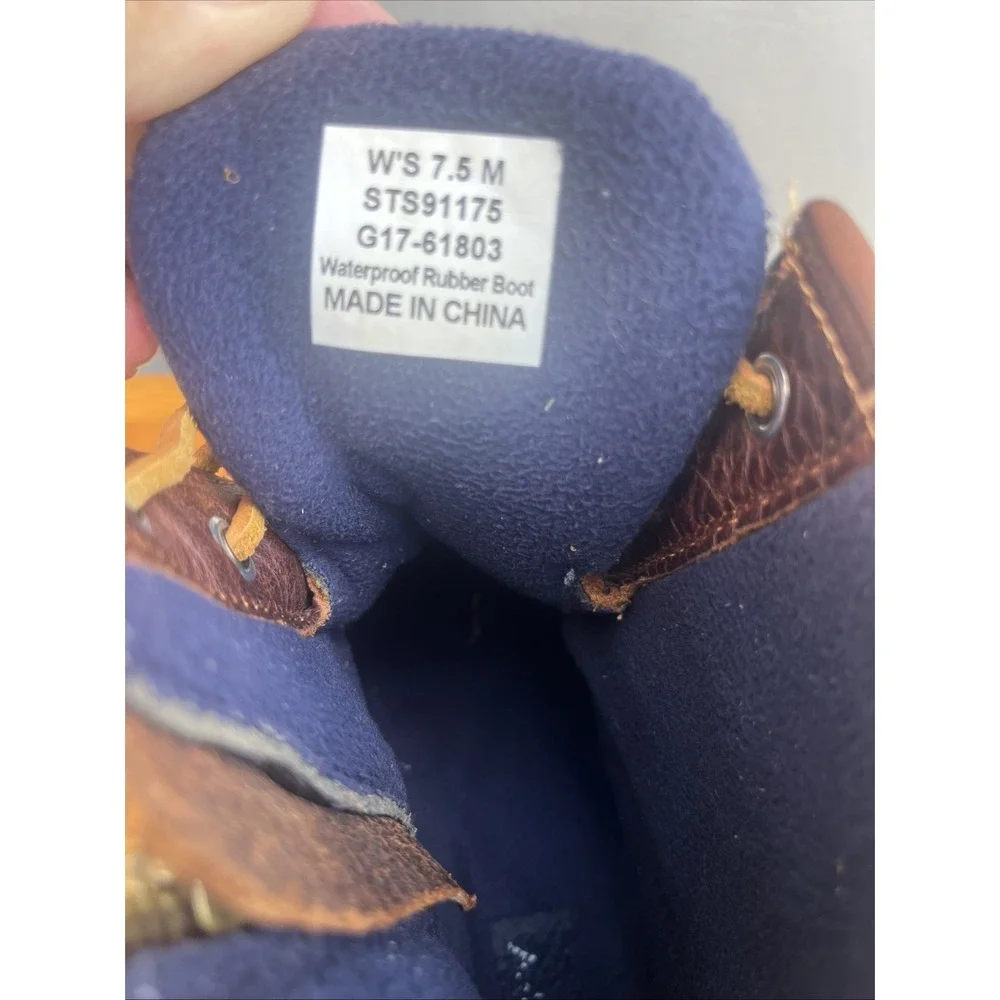 Sperry Topsider Saltwater Duck Boots Womens 7.5 Brown Leather Navy